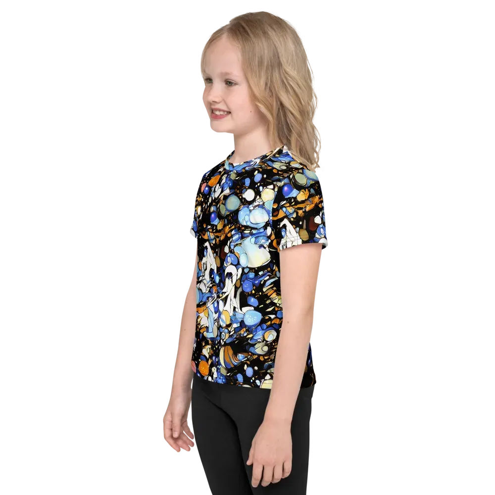 Sapphire Static on Kids Crew Neck T-Shirt — Left