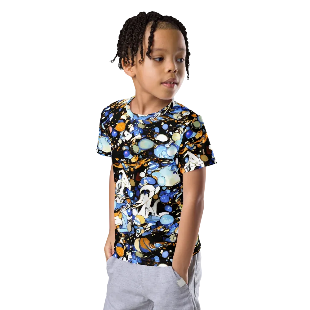 Sapphire Static on Kids Crew Neck T-Shirt — Left Front