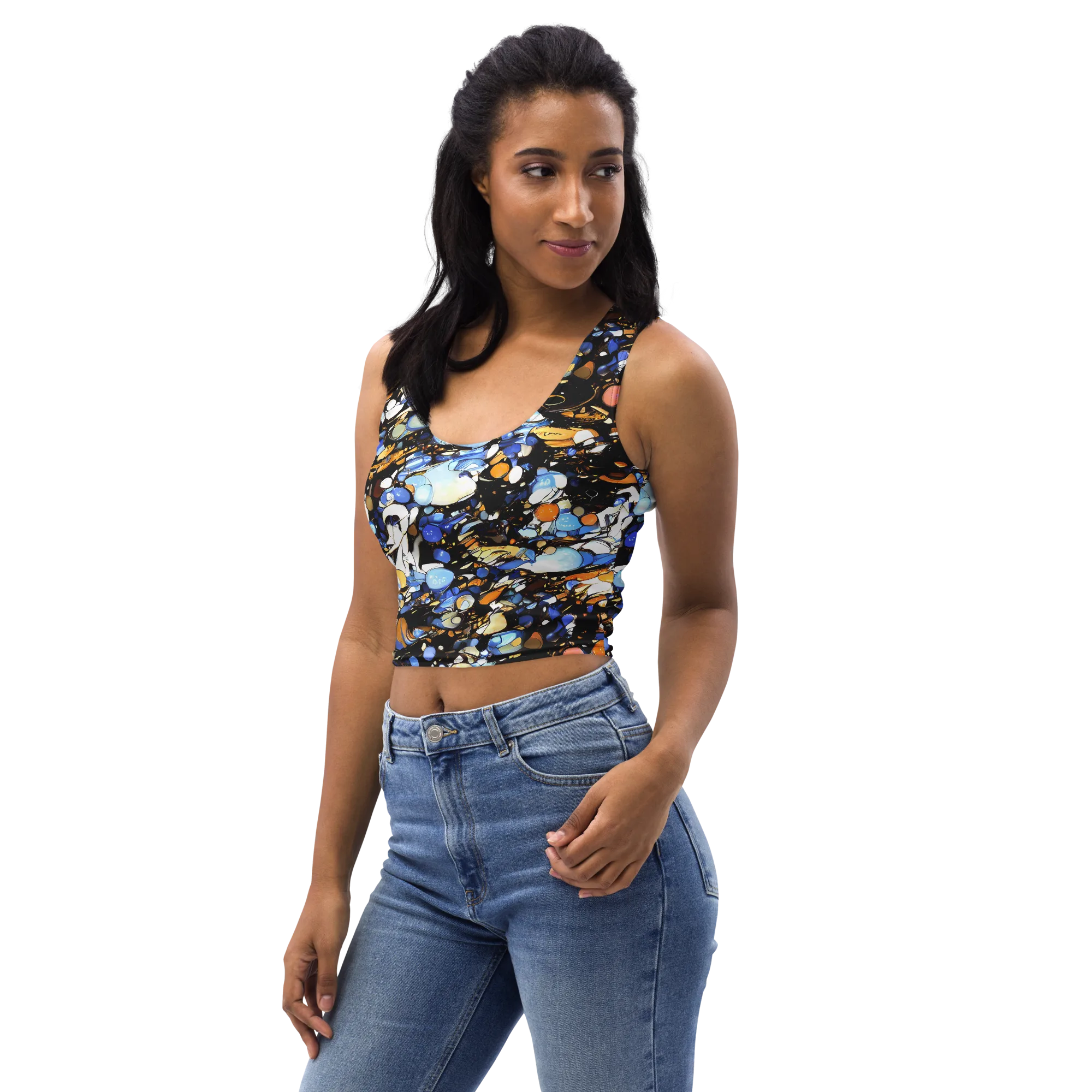 Sapphire Static on Crop Top — Left Front