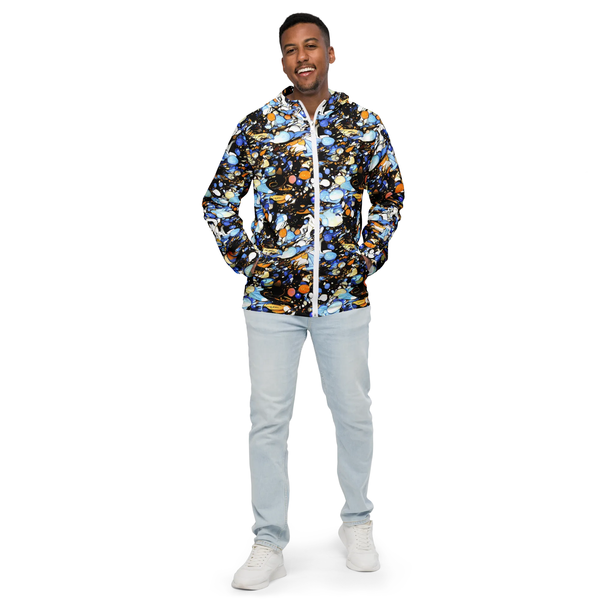 Sapphire Static on Men's Windbreaker — Front