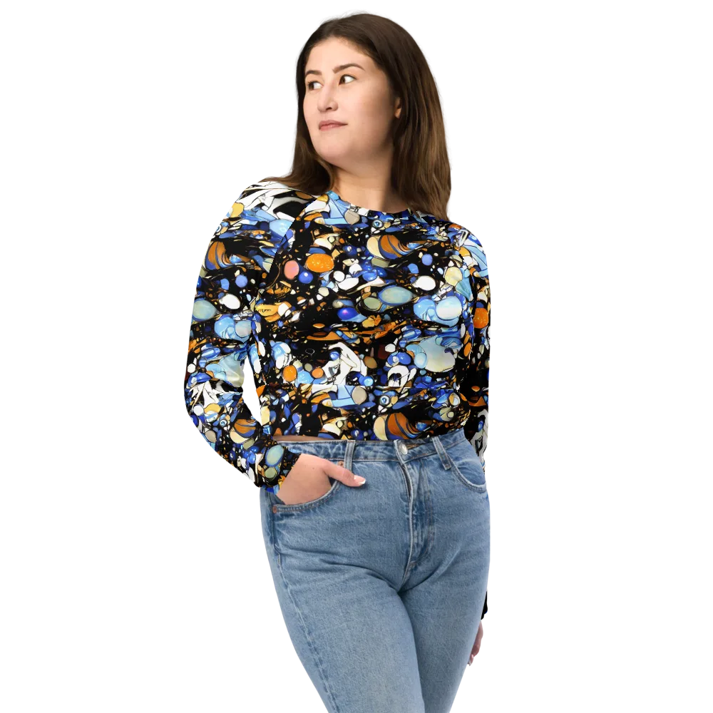 Sapphire Static on Long Sleeve Crop Top — Front