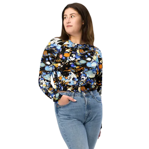 Sapphire Static on a Long Sleeve Crop Top