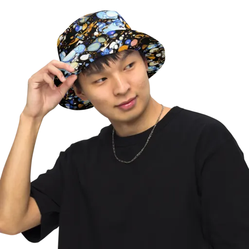 Sapphire Static on a Reversible Bucket Hat