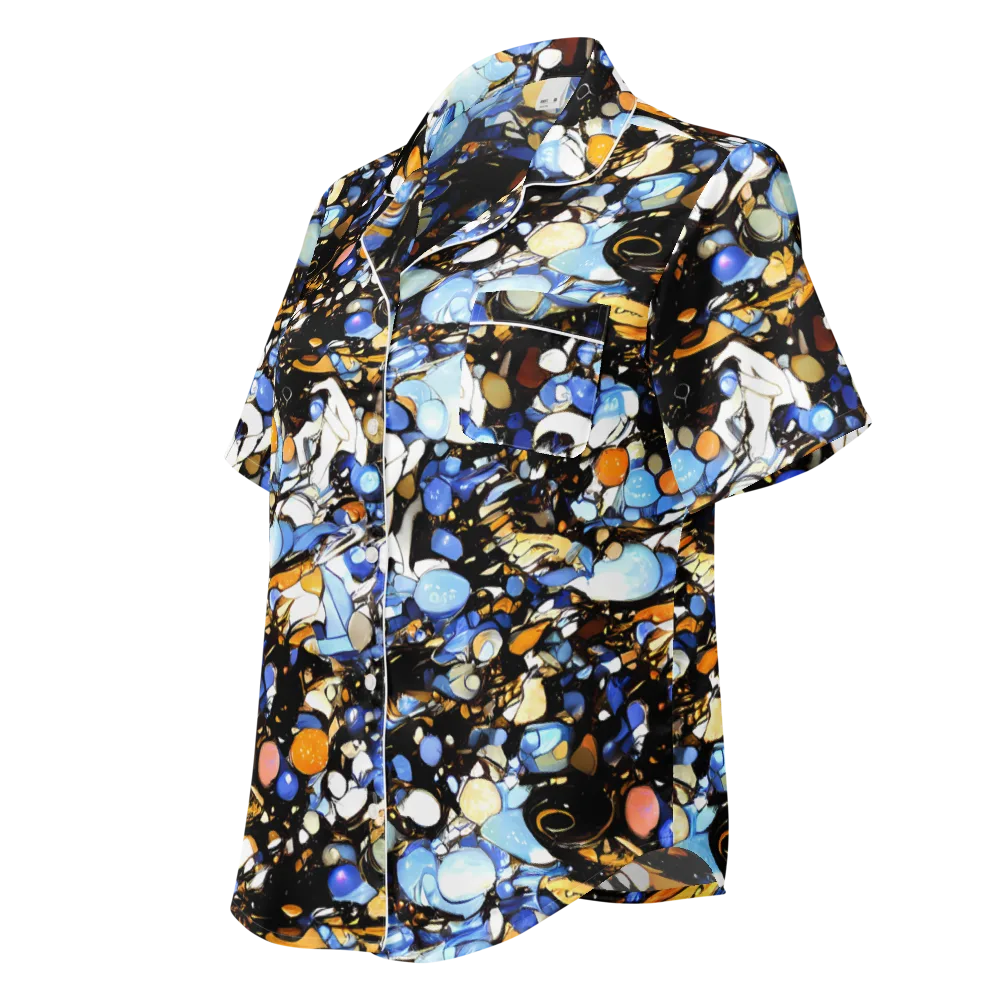 Sapphire Static on Women's Short Sleeve Pajama Top — Left Front