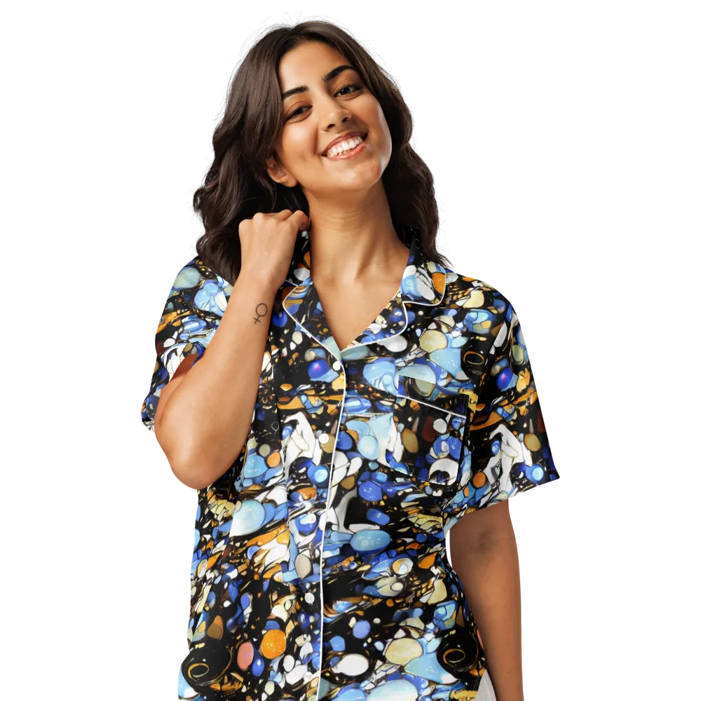 Sapphire Static on Women's Short Sleeve Pajama Top — Front