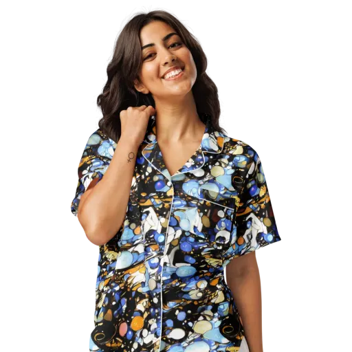 Sapphire Static on a Women's Short Sleeve Pajama Top