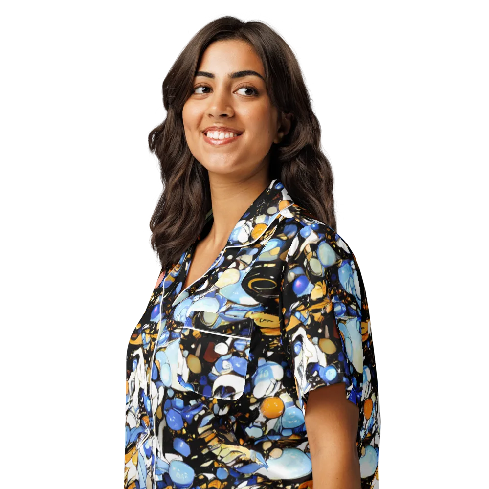 Sapphire Static on Women's Short Sleeve Pajama Top — Left Front