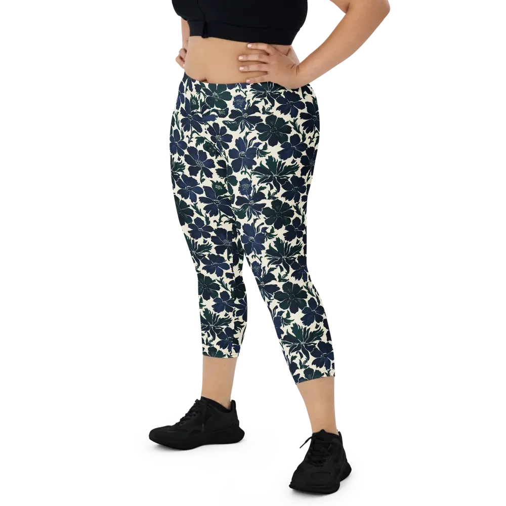 Nocturne Florals on Capri Leggings — Front