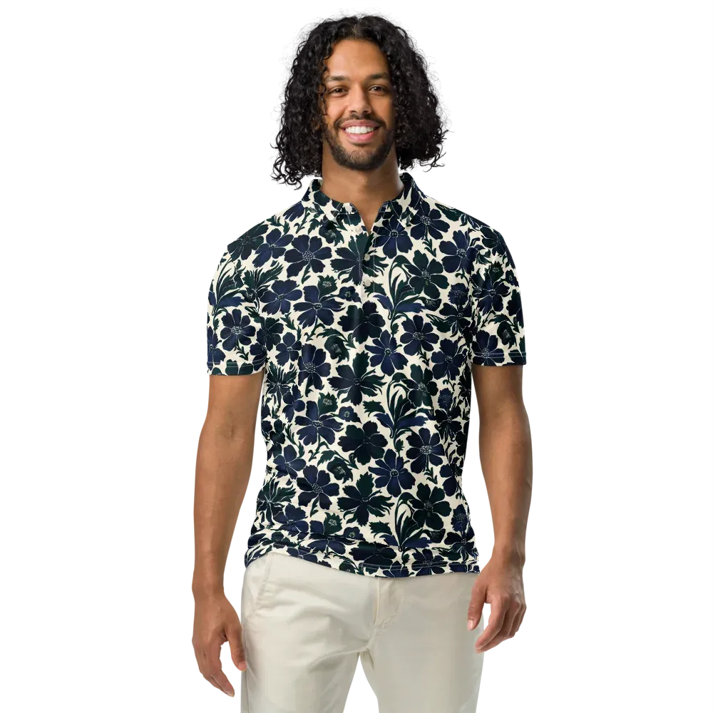 Nocturne Florals on Men's Slim Fit Polo Shirt — Front