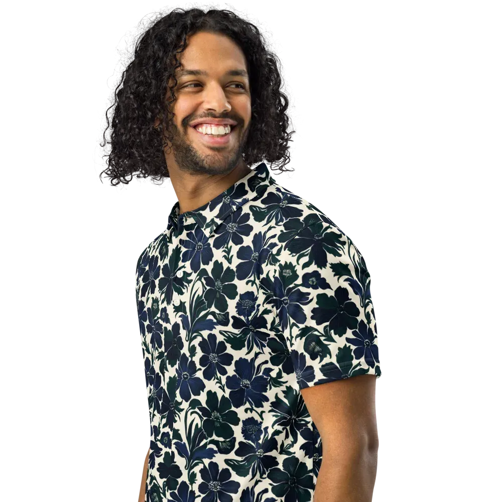 Nocturne Florals on Men's Slim Fit Polo Shirt — Left Front
