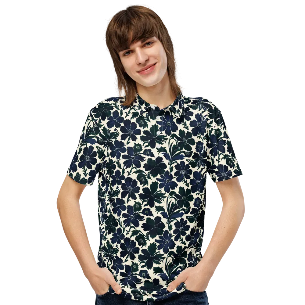 Nocturne Florals on Men's Slim Fit Polo Shirt — Front