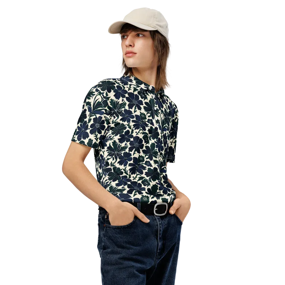 Nocturne Florals on Men's Slim Fit Polo Shirt — Right Front