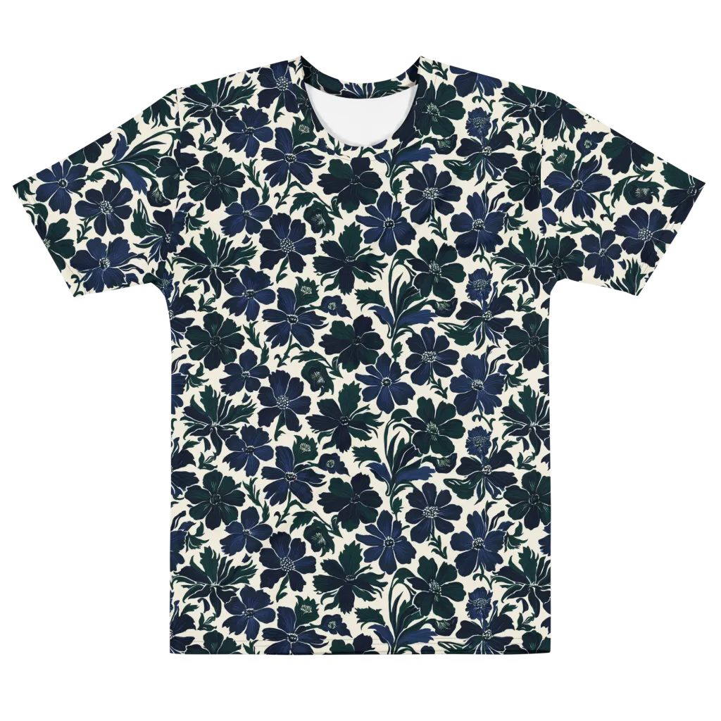 Nocturne Florals on Men's Cotton Crew Neck T-Shirt — Front