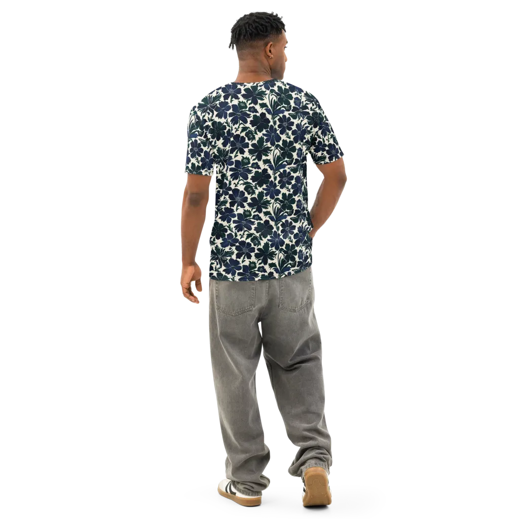 Nocturne Florals on Men's Cotton Crew Neck T-Shirt — Back