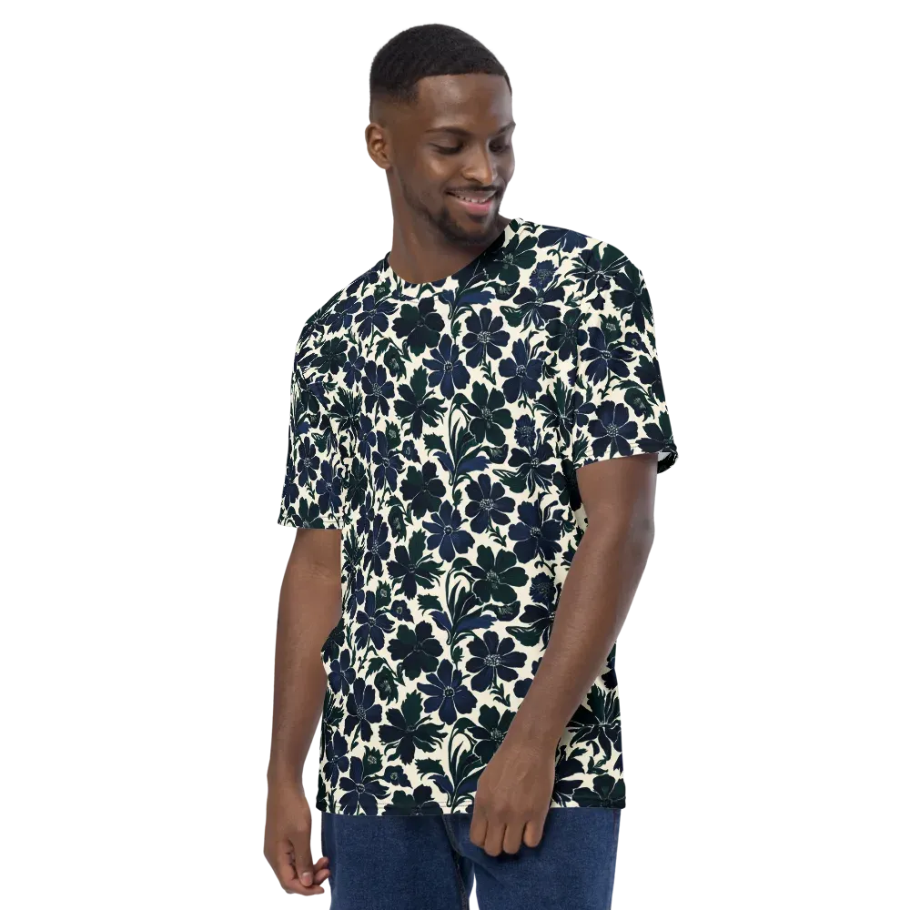 Nocturne Florals on Men's Crew Neck T-Shirt — Left