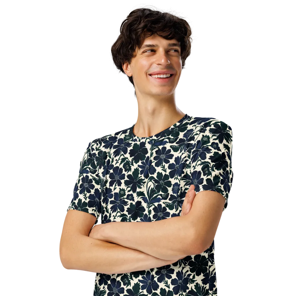 Nocturne Florals on Men's Crew Neck T-Shirt — Left Front