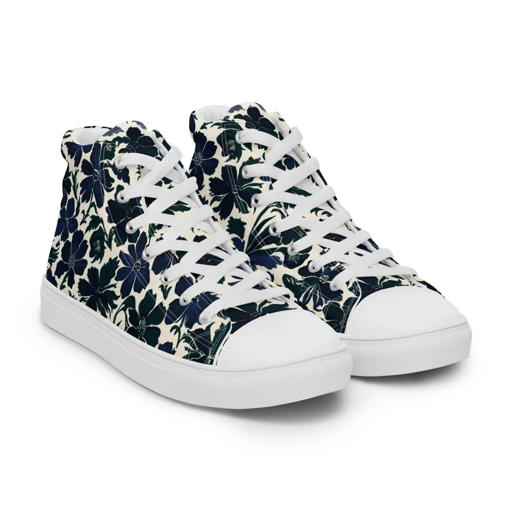 Nocturne Florals on Men's High Top Canvas Shoes — Right Front