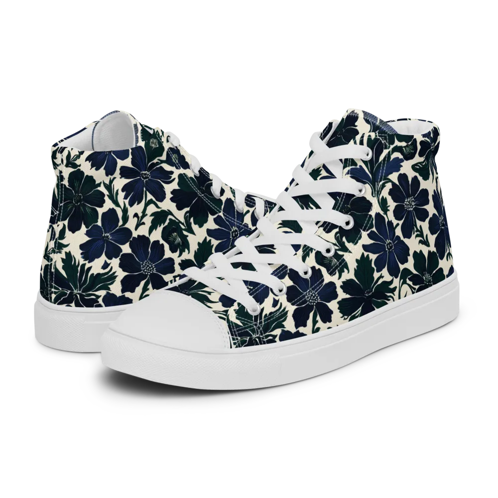 Nocturne Florals on Men's High Top Canvas Shoes — Left
