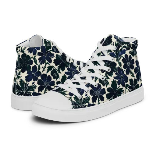 Nocturne Florals on a Men's High Top Canvas Shoes