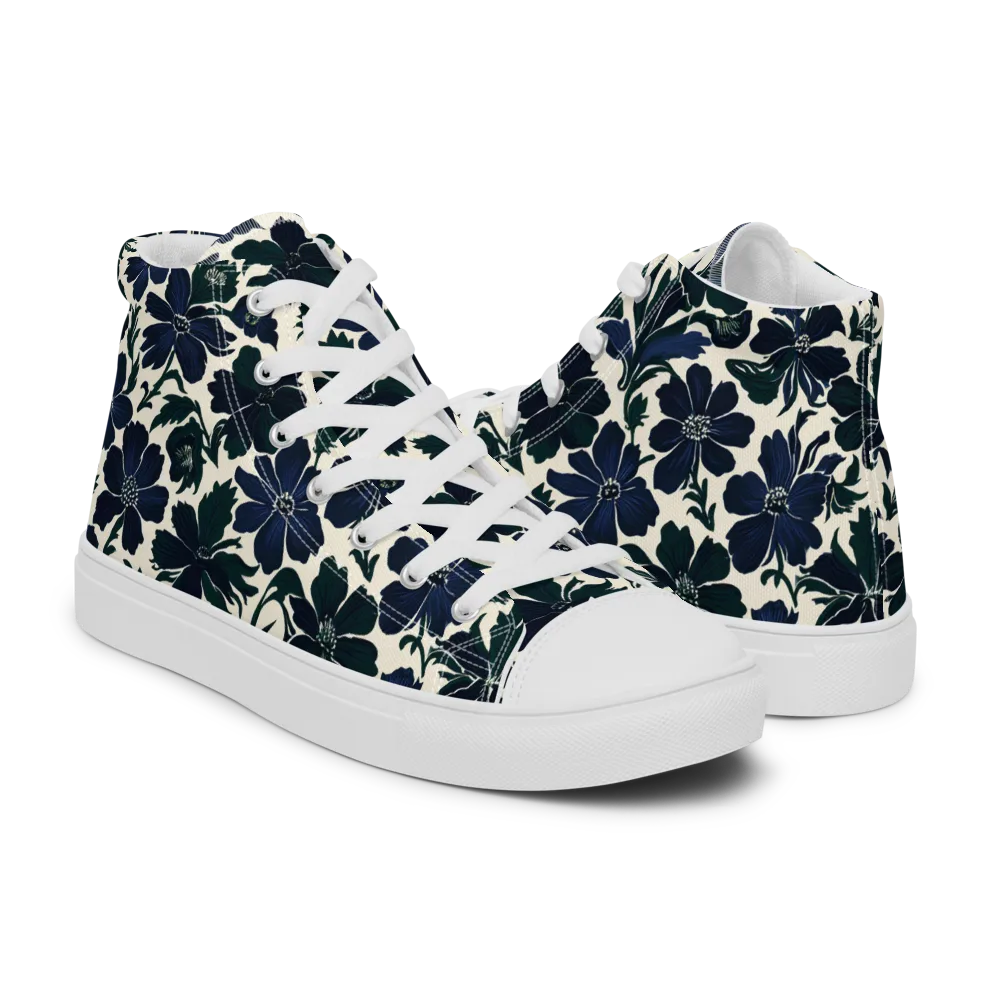 Nocturne Florals on Men's High Top Canvas Shoes — Right