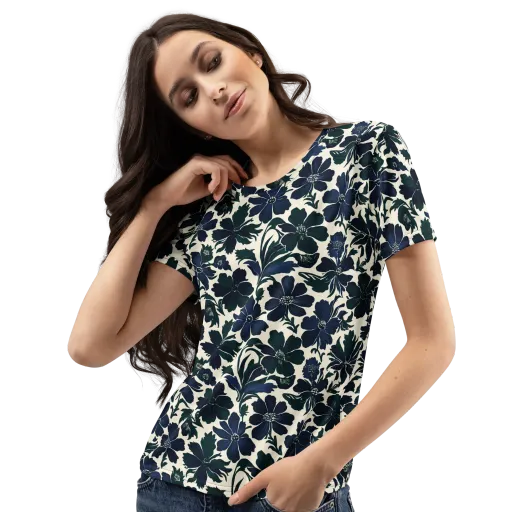 Nocturne Florals on a Women's Crew Neck T-Shirt