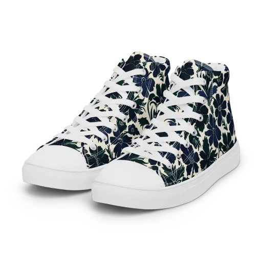 Nocturne Florals on a Women's High Top Canvas Shoes