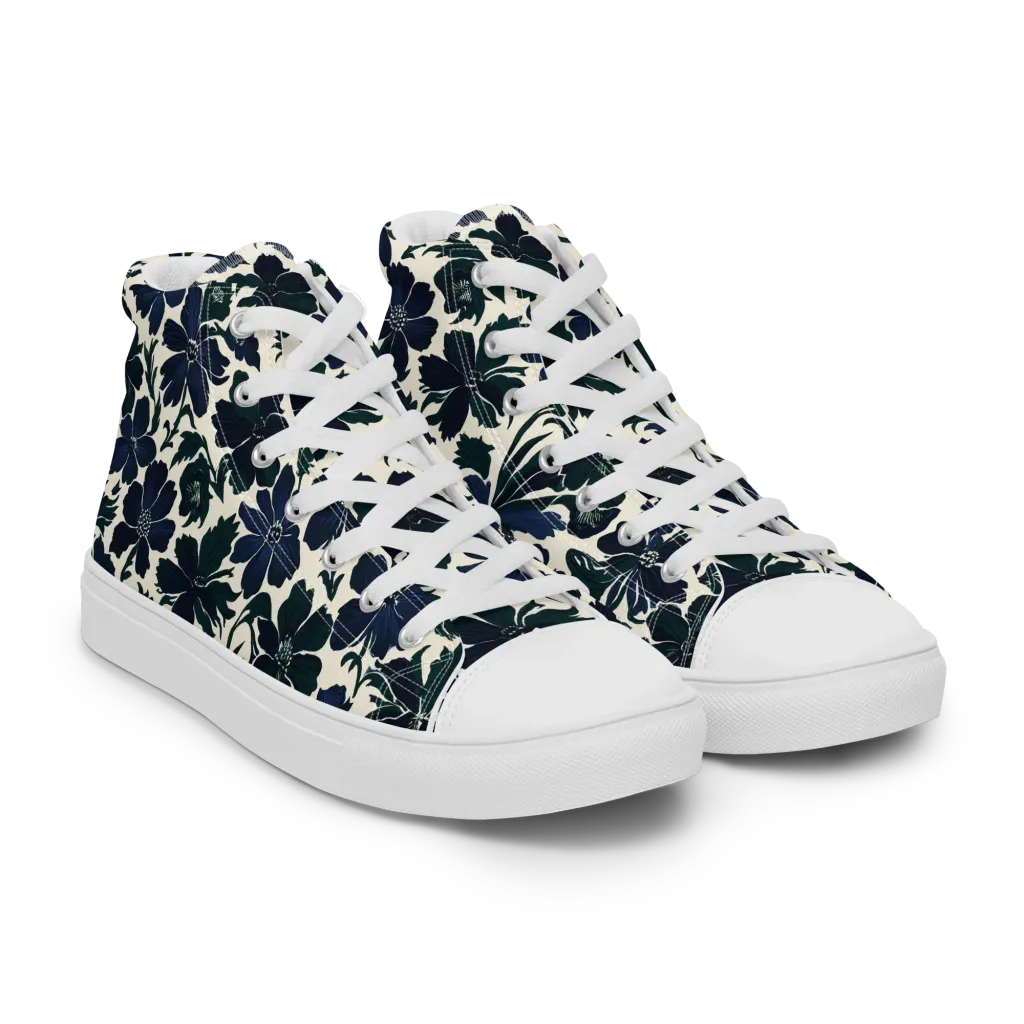Nocturne Florals on Women's High Top Canvas Shoes — Right Front