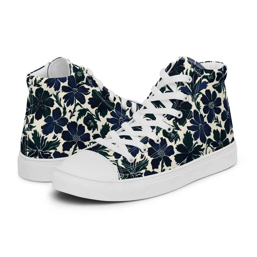 Nocturne Florals on Women's High Top Canvas Shoes — Left