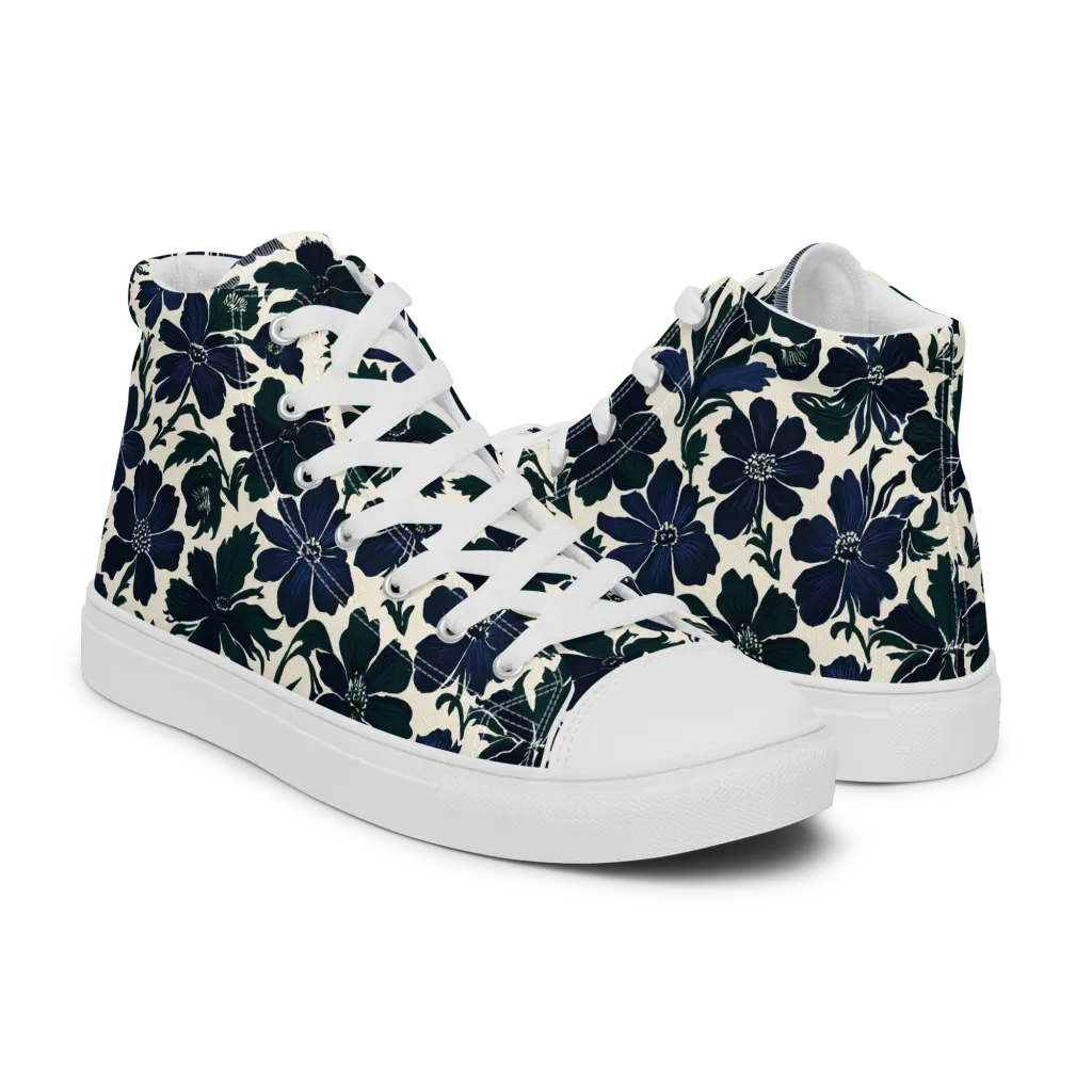 Nocturne Florals on Women's High Top Canvas Shoes — Right