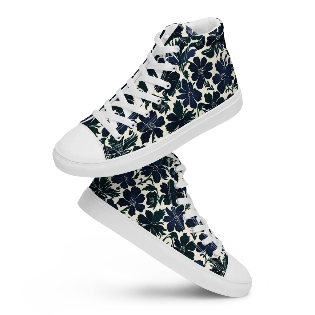 Nocturne Florals on Women's High Top Canvas Shoes — Front