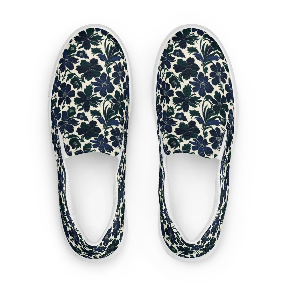 Nocturne Florals on Men's Slip-On Canvas Shoes — Front