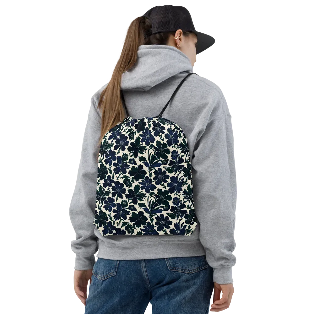 Nocturne Florals on Drawstring Bag — Front
