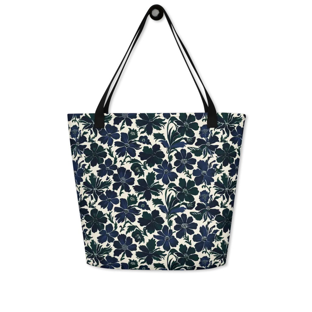 Nocturne Florals on Large Tote Bag W/ Pocket — Front