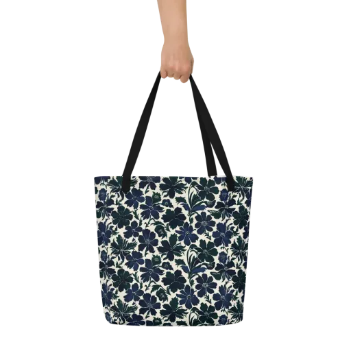 Nocturne Florals on a Large Tote Bag W/ Pocket