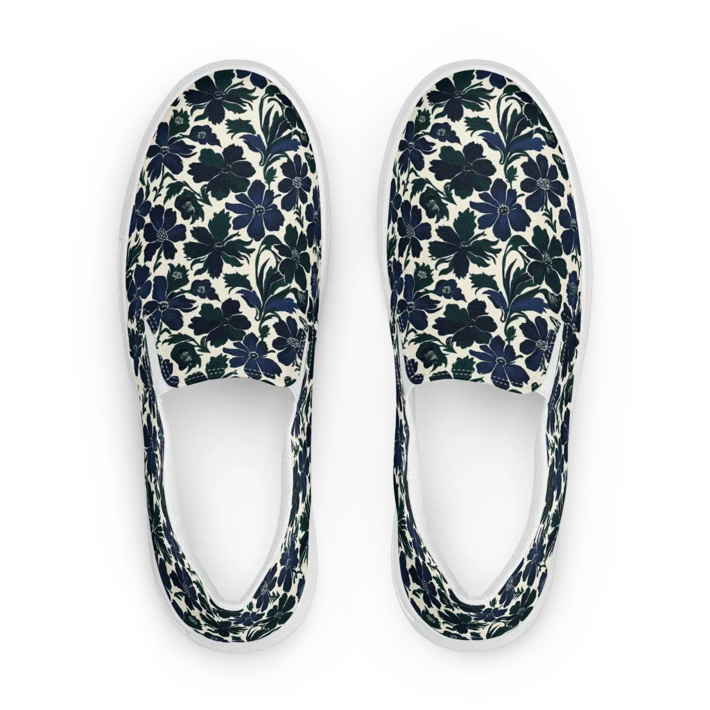 Nocturne Florals on Women's Slip-On Canvas Shoes — Front