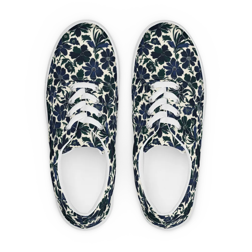 Nocturne Florals on Men's Lace-Up Canvas Shoes — Front