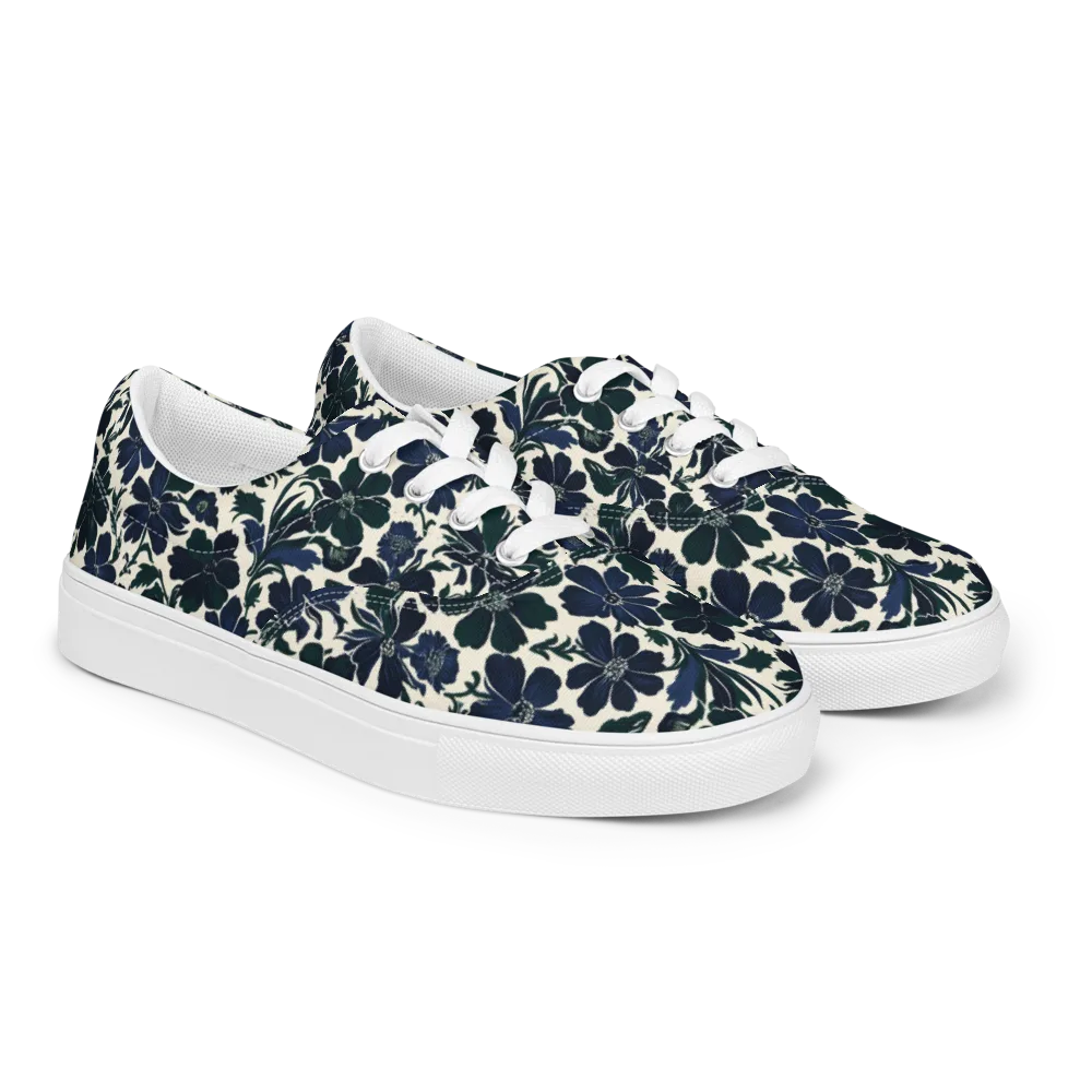 Nocturne Florals on Men's Lace-Up Canvas Shoes — Right Front