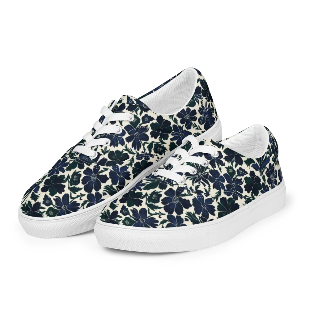Nocturne Florals on Men's Lace-Up Canvas Shoes — Left Front