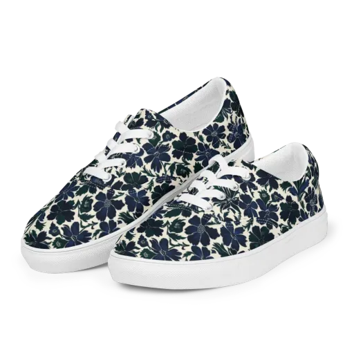 Nocturne Florals on a Men's Lace-Up Canvas Shoes