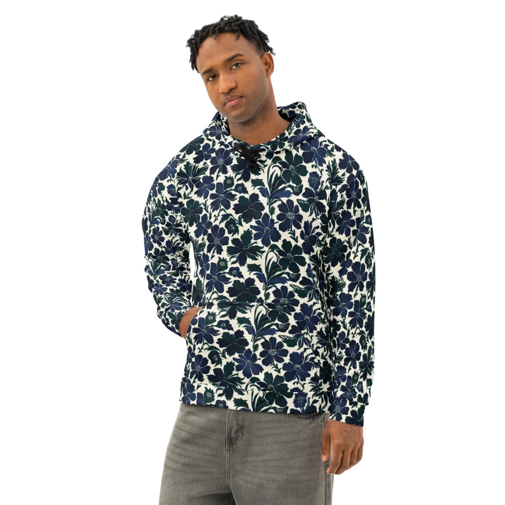 Nocturne Florals on Cotton Hoodie — Left Front
