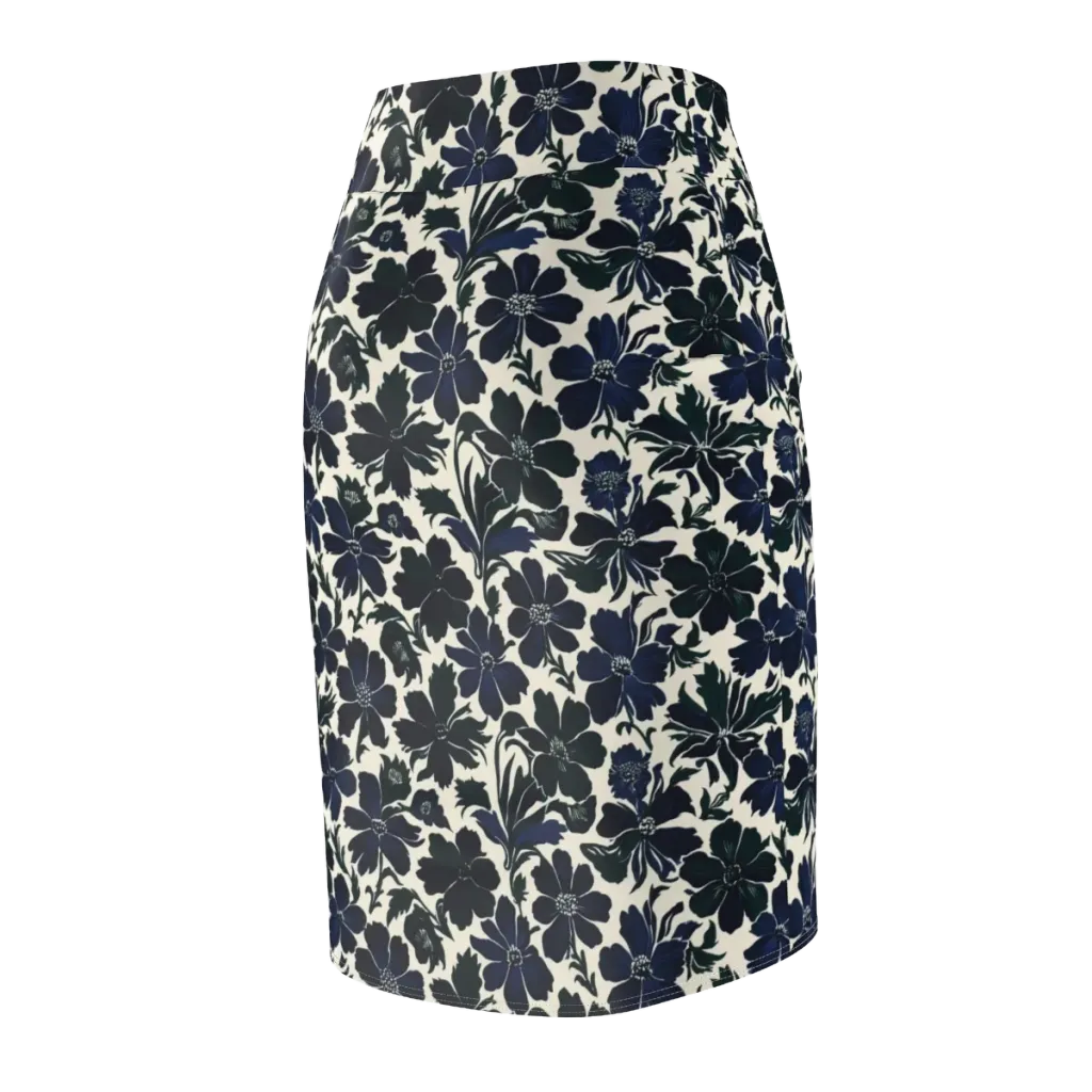 Nocturne Florals on Pencil Skirt — Back Side
