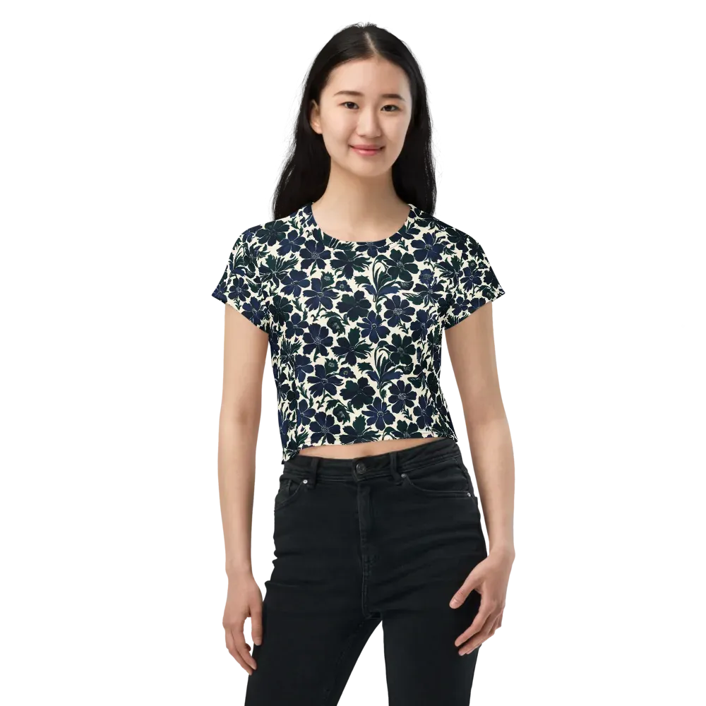 Nocturne Florals on Crop Tee — Front