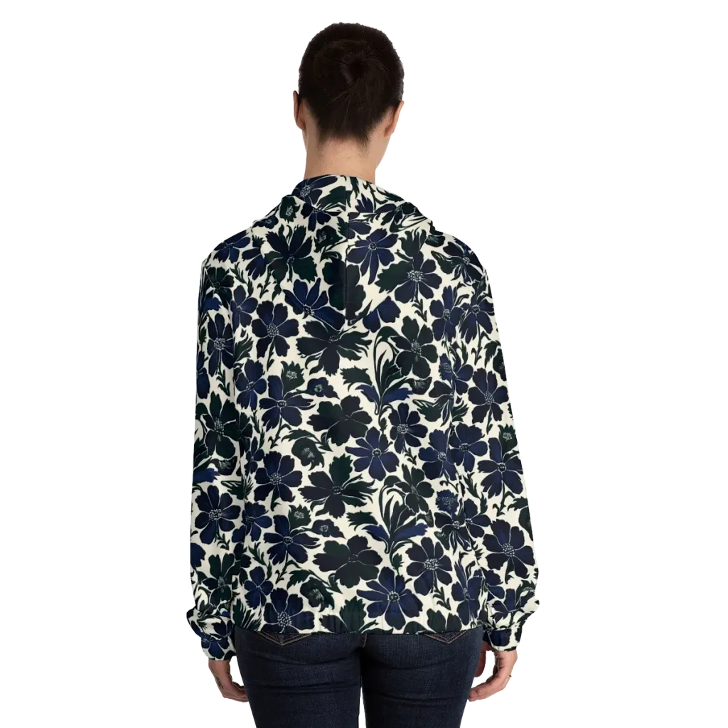Nocturne Florals on Women's Full-Zip Hoodie — Back On Person