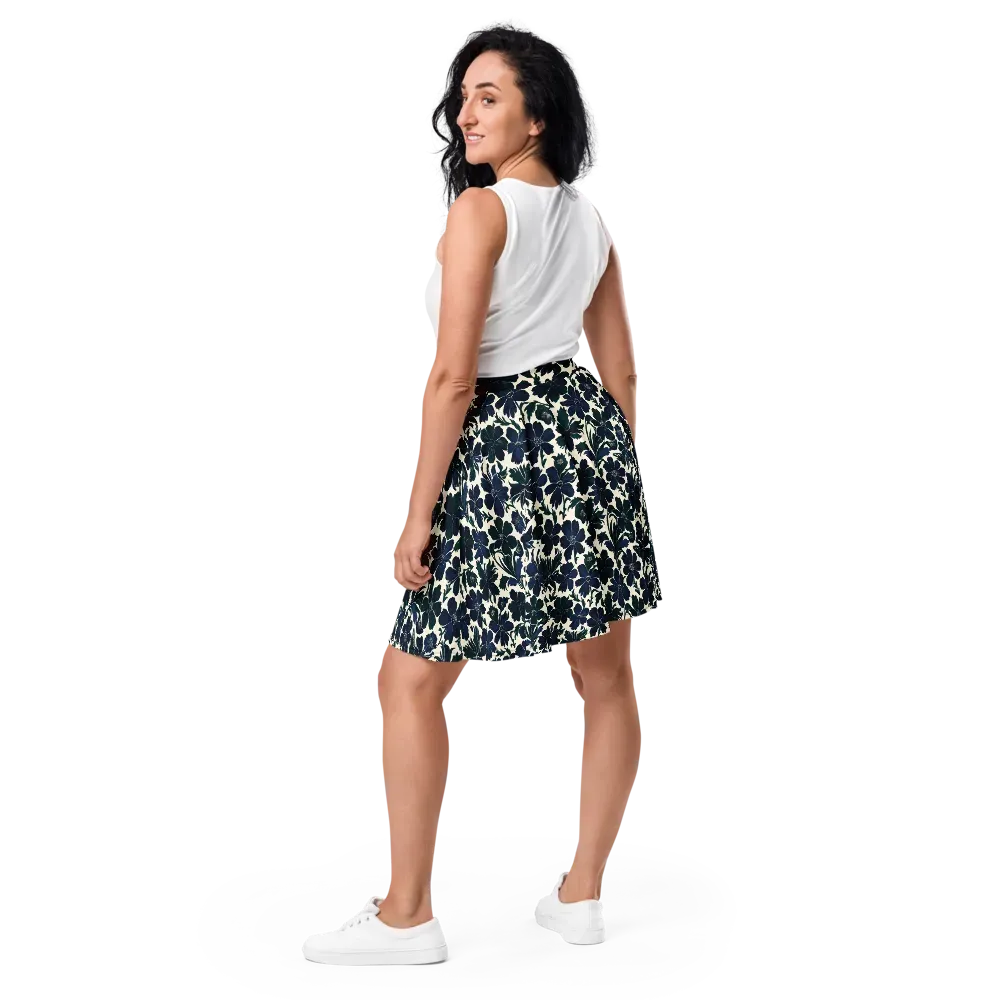 Nocturne Florals on Skater Skirt — Back