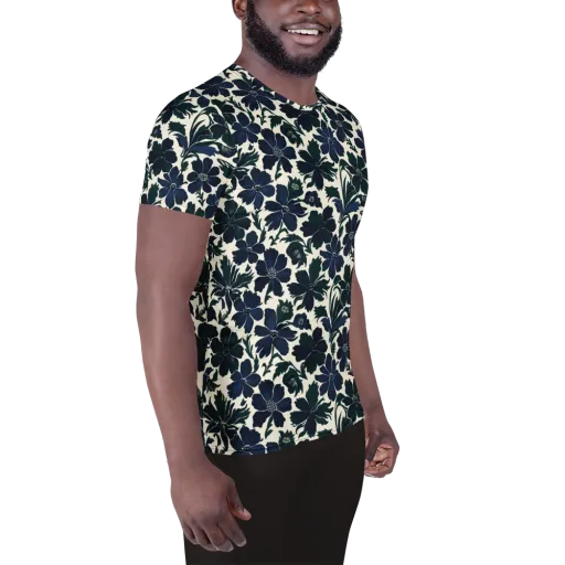 Nocturne Florals on a Men's Athletic T-Shirt