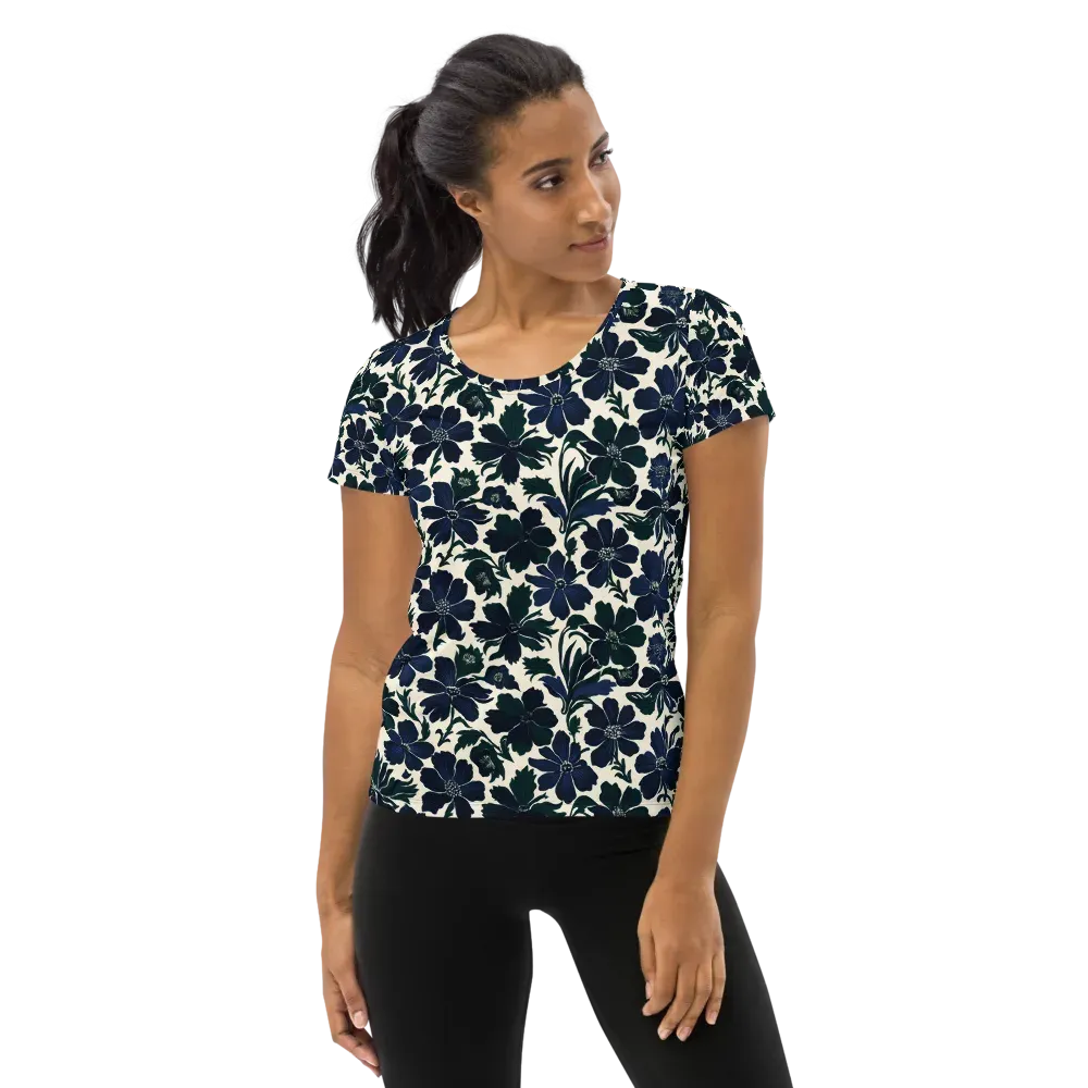 Nocturne Florals on Women's Athletic T-Shirt — Front