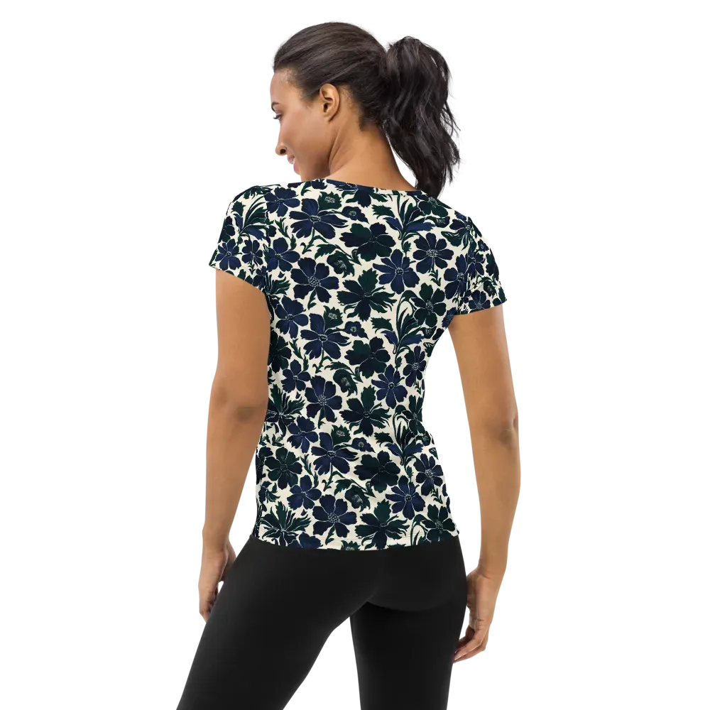 Nocturne Florals on Women's Athletic T-Shirt — Back