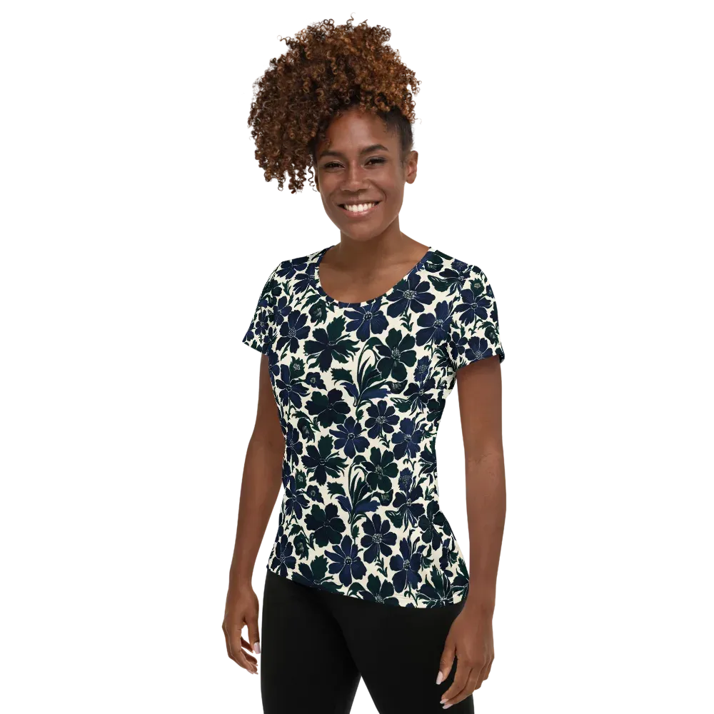 Nocturne Florals on Women's Athletic T-Shirt — Left