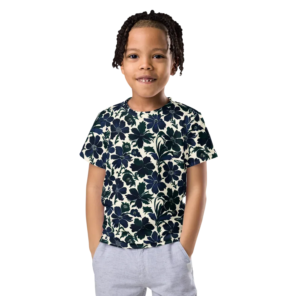 Nocturne Florals on Kids Crew Neck T-Shirt — Front