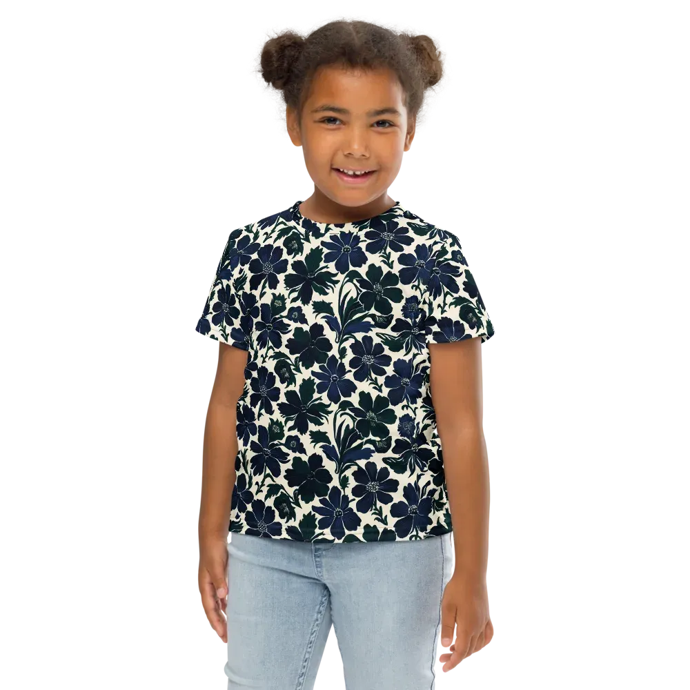 Nocturne Florals on Kids Crew Neck T-Shirt — Front